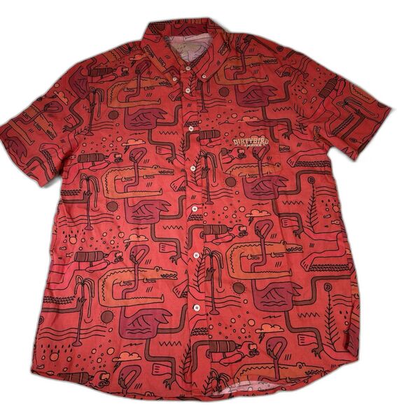 Dirtybird Campinn Campout Shirt Mens XL Button Up AOP Tacky Hawaiian Rayon - Picture 1 of 10